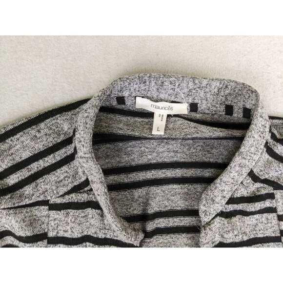 Maurices Women's Sweater Size Large Gray Striped 3/4 Sleeve Cardigan - Picture 5 of 7